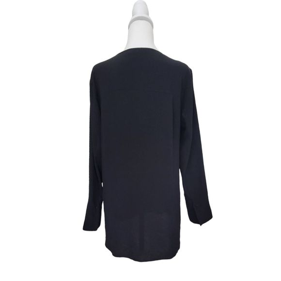 Vince Camuto Blouse Women's Small Black & White Tunic Long-sleeved V Neck Lightw - Picture 4 of 10